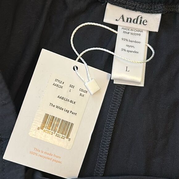 NWT Andie The Wide Leg Pants Black Size Large - Picture 10 of 10